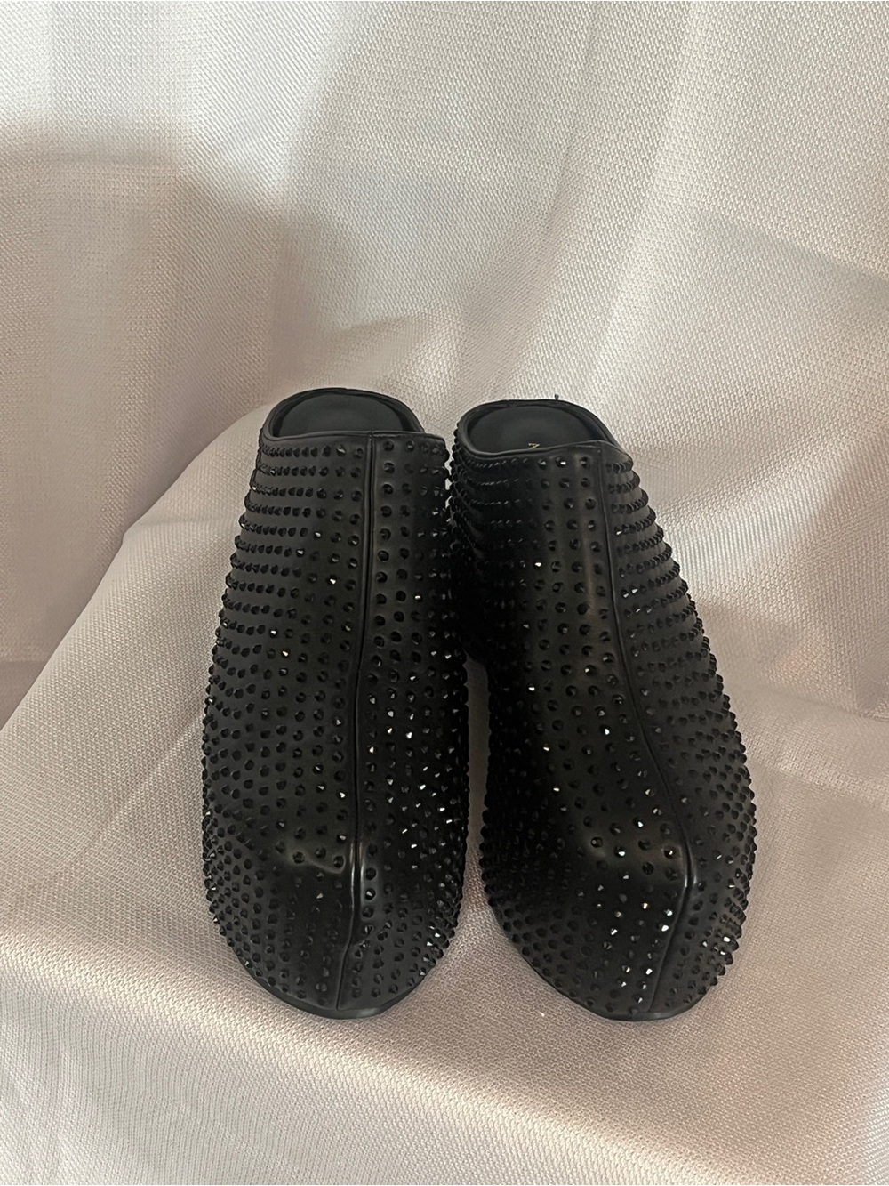 Black Studded Slip-On Mules